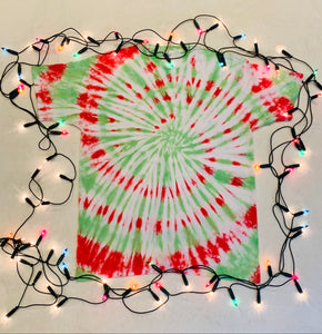 Adult Christmas Swirl Tie Dye T-shirt Sale (Medium)